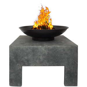 Fire Pit with Metal Fire Bowl and Square Concrete base - Black by Charles Bentley