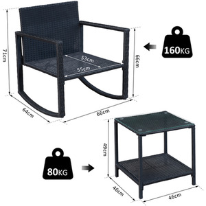 Outsunny 3 Piece Rattan Rocking Set - Black and MIxed Brown by Outsunny