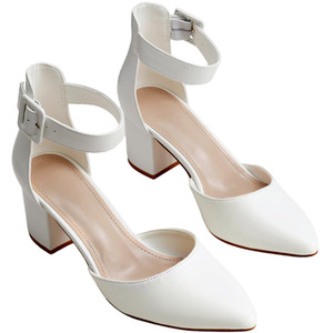 High Heels Block Pumps with Closed Toe by Livingandhome