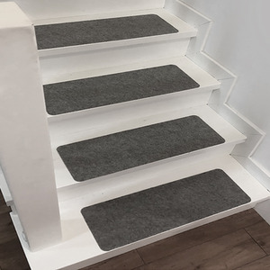 14 Piece Set Tread Rugs for Stair - Dark Grey by Livingandhome