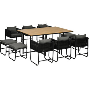 OutsunnyRattan Dining Set Space-saving Design - Black by Outsunny