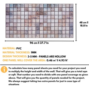 3D Wall Panels (96x48 cm) PVC Cladding Panel Mosaic Tiles Effect by NOVECRAFTO
