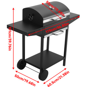 Outdoor Movable Charcoal BBQ Grill with Bottom Shelf - Black by komore