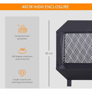 Outsunny Garden Square Firepit Heater Stove - Black by Outsunny