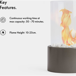 Tabletop Fireplace Bioethanol Fire Pit Round Shape - Grey by VonHaus