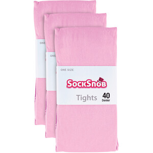 3 Pair 40 Denier Comfortable Soft Bright Pastel Coloured Tights - Pink by Sock Snob