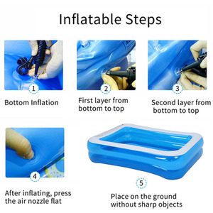 Large Rectangle Swimming Paddling Pool - Blue