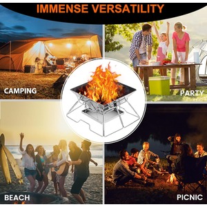 Portable Fire Pit BBQ For Camping - Silver