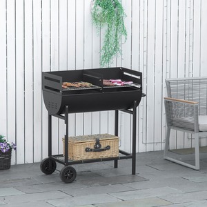 Outsunny Trolley Charcoal BBQ Grill - Black by Outsunny