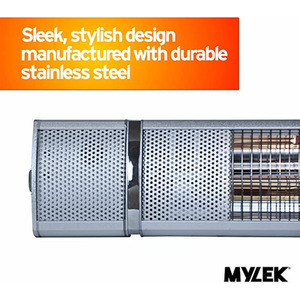 Mylek Wall Mounted Patio Heater 2000W With Remote Control - Silver by Mylek