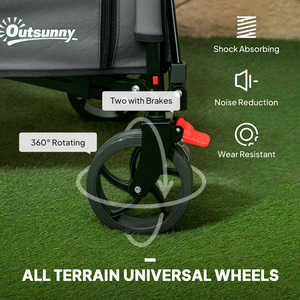 Outsunny Folding Trolley on Wheels with Openable Sides - Grey by Outsunny