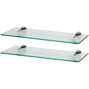 Floating Glass Bathroom Wall Shelves - 50cm - Chrome / 2 by Harbour Housewares