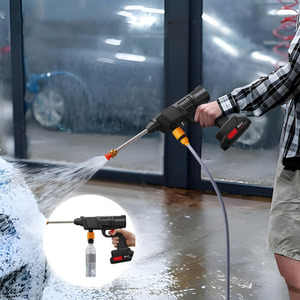 Electric Handheld Pressure Washer with 2 Rechargeable Batteries - Black by Garden Sanctuary