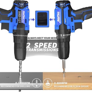 Cordless Power Drill with 2 Batteries Set - Blue