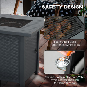 Outsunny Rattan-style 40,000 BTU Propane Gas Fire Pit Table with Cover by Outsunny