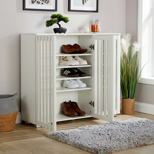 Halden Shoe Storage 3 Door Slatted Front Cabinet Unit - White by Home Source