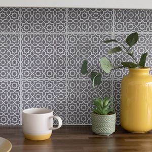 Lina Grey Self-Adhesive Wall Tiles (6 Tiles) - Grey by d-c-fix