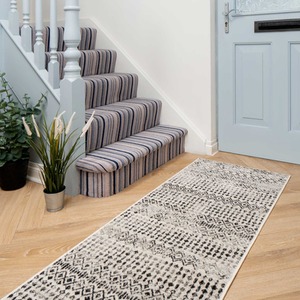 Grey Tribal Aztec Low Pile Soft Living Area Rug by The Rug House