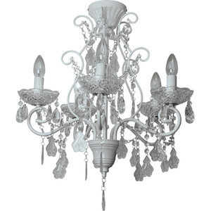 Antiqued White Jewelled Ceiling Chandelier
