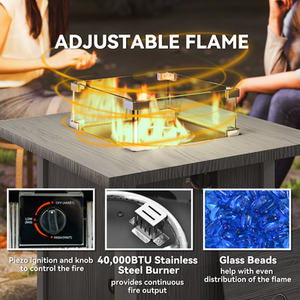 Outsunny 40,000 BTU Propane Gas Fire Pit Table by Outsunny