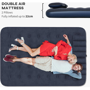 Outsunny Inflatable Double Air Bed with 2 Pillows and Pump - Blue by Outsunny