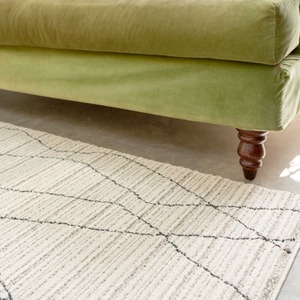 Beige Abstract Linear Moroccan Berber Area Rug by The Rug House