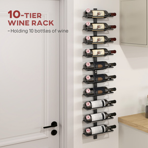 HOMCOM Wall Mount Wine Rack Wall Wine Rack for 10 Wine Bottles - Black by HOMCOM