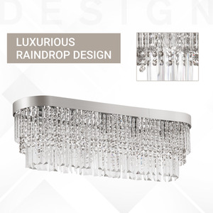 HOMCOM Raindrop Crystal Chandelier with Stainless Steel Base - Silver by HOMCOM