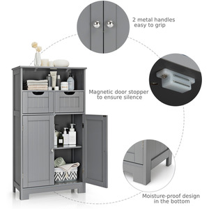 Costway Bathroom Floor Cabinet Standing Cupboard - Grey by Costway