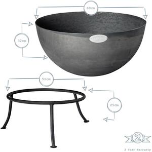 Steel Garden Firepit Bowl - Black by Harbour Housewares