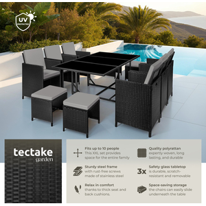 Malaga 641 Rattan Garden Furniture Set with Protective Cover by tectake