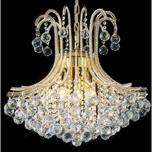 Bask Ceiling Pendant Chandelier Round 6 Light French Gold, Crystal - French Gold