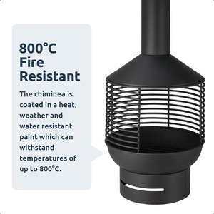 Chiminea Outdoor Fireplace Modern Steel - Black