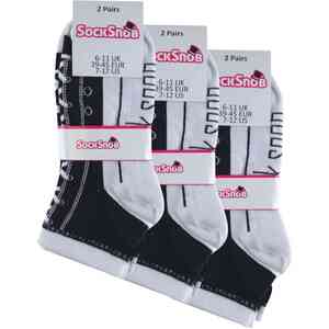 6 Pair Novelty Funny Lace Up Socks That Look Like Shoes by Sock Snob