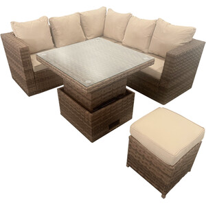 Carolina Compact Rattan Conversation Set - Brown