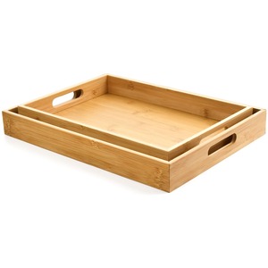 Set of 3 Wooden Bamboo Breakfast Trays - Brown by Maison Des Cadeaux