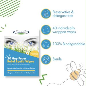 Eyelid Wipes for Hay Fever and Allergy Relief - White / 80 by The Eye Doctor