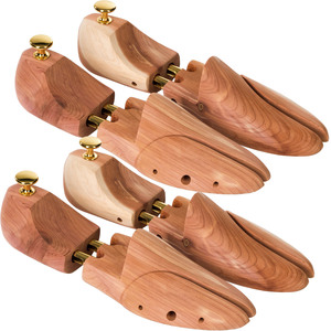 Luxury Cedar Wood Shoe Tree 2 Pairs - Brown / 46-48 by tectake