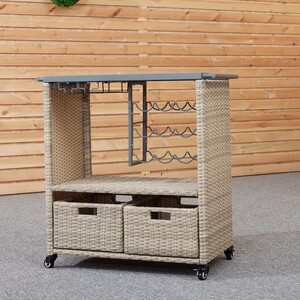 Cambridge Service Cart - Natural by Malay Deluxe
