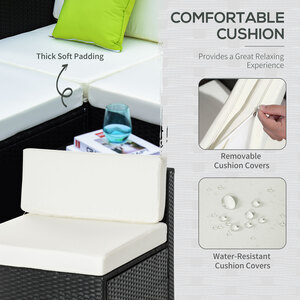 Outsunny 5 Pieces Rattan Sofa Set - Black by Outsunny