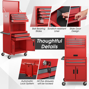 3-in-1 Tool Storage Cabinet Rolling Tool Chest by Costway