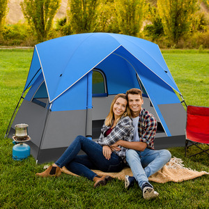 3-Person Outdoor Camping Tent - Blue by Costway