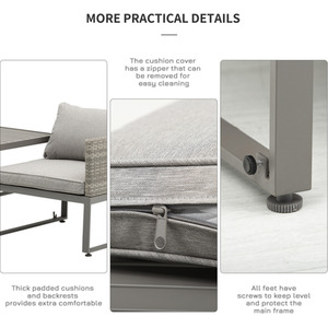 Outsunny 3 in 1 Coffee Table Lounger - Grey by Outsunny