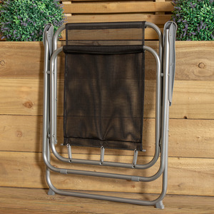 Fixed Position Foldable Garden Chair - Black and Grey by Samuel Alexander