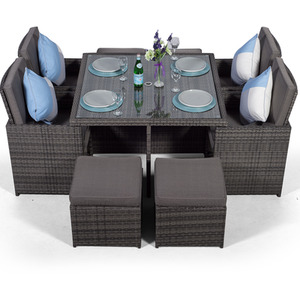 Giardino Rattan Cube Dining Set - Grey / 4 by Giardino