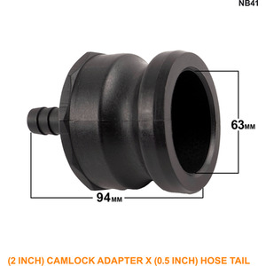 Camlock Adapter (2 inch) x (0.5 inch) Hose Tail - Black by DNA PACKAGING LTD