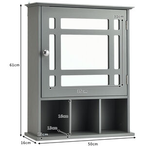 Bathroom Wall Cabinet Display Shelving Unit - Grey by Costway