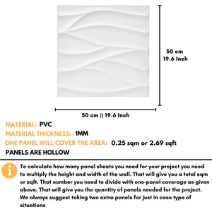 3D Wall Panels (50x50 cm) PVC Cladding Panel Wavy Wave Effect by NOVECRAFTO