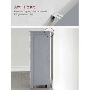 VASAGLE Bathroom Floor Storage Cabinet with 4 Drawers - Grey by VASAGLE