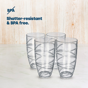 Set of 4 Swirl Plastic Tumbler - Clear by LIVIVO